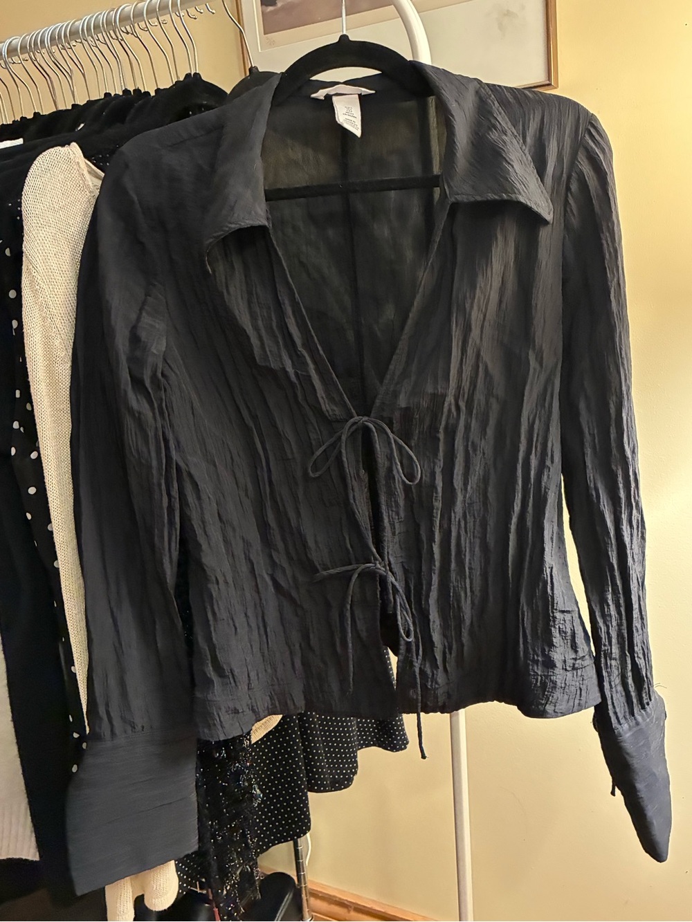 Tie up black blouse